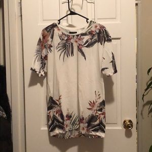White floral Zara Men’s T-shirt